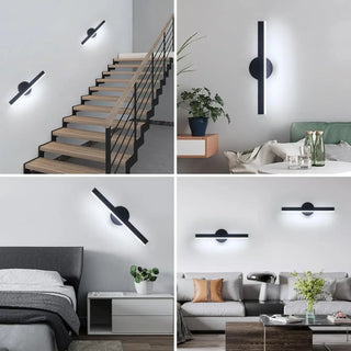 Minimalist black wall sconce LED modern hallway view
