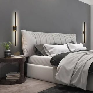 Sleek LED wall sconce L size 100cm – black gold G4 IP65 1500g