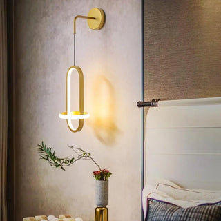 Long arm adjustable wall light black gold 85cm – front