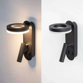 Black reading wall sconce side view compact 11x22cm