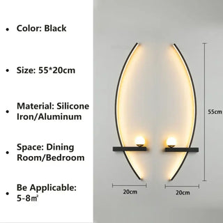 organic LED wall sconce black aluminum – modern 55cm