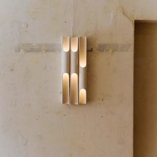 Large gold wall sconce size L – E14 LED beige glass 68cm