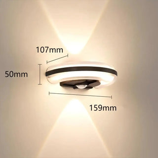 LED wall sconce motion sensor IP65 black 11W front