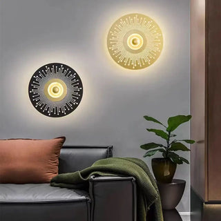 Black iron LED wall light top angle 30cm round
