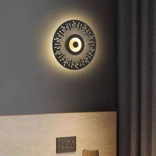 Iron wall light black side profile 30cm diameter