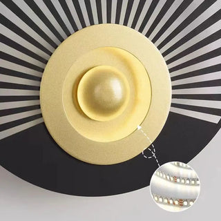 Gold iron wall sconce LED round alternate angle, 30cm diameter