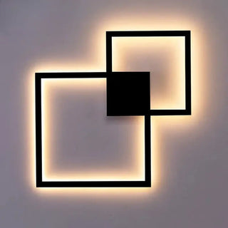 Square LED sconce close-up nested frames E27 black