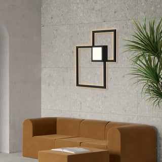 Geometric square LED wall sconce E27 20W black