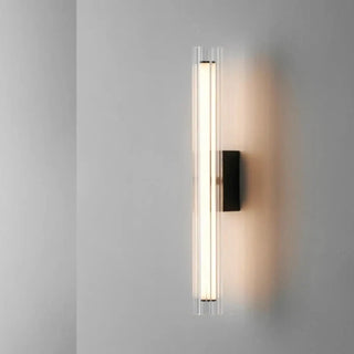 Black slim LED wall light minimalist profile close-up