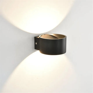 Minimalist cylinder wall sconce LED black 11cm front