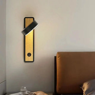 Minimalist wood aluminum wall light – black modern design
