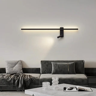 Black LED wall sconce side view – slim bar 50cm 3000K acrylic metal