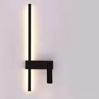 Black slim LED wall sconce front view – 13W 3000K minimalist indoor