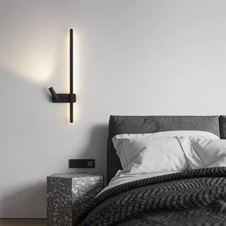 Minimalist black bar wall sconce installed – LED 13W corridor light