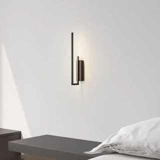 Slim black LED wall sconce close-up – 2 lights 40cm metal indoor