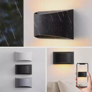 Minimalist LED sconce installed – hallway warm cool light modern interior
