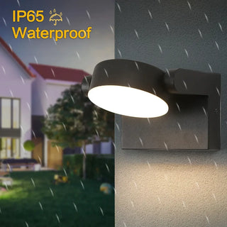 Adjustable black LED wall light close-up – aluminum IP65 directional fixture
