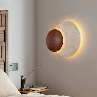 Natural stone and wood wall light G9 26W – angle view