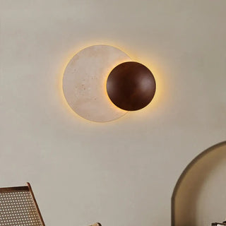 Art Deco stone wall sconce IP65 white installed