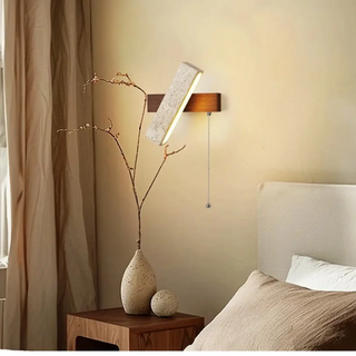 Stone wood wall sconce LED warm white beige