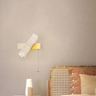 Wood stone wall sconce LED beige interior