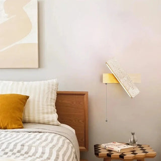 LED stone wood wall sconce beige brown adjustable cable