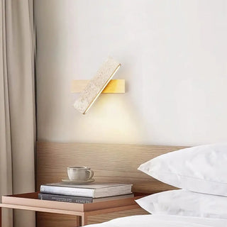 Modern stone wood wall light LED 20cm Japandi style