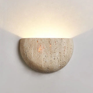 Beige half-circle stone sconce G9 7W – side view