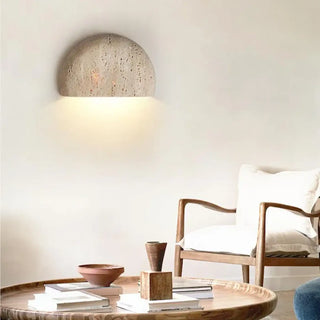 Semicircle stone wall sconce G9 beige IP65 – front view