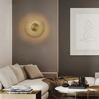 Ship sunburst LED wall sconce gold – front view