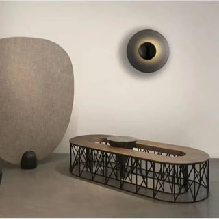 Black round wall sconce G9 medium 40cm modern view