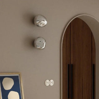 Silver opaque wall sconce E27 IP65 – stone design modern front view