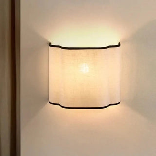 French cream linen wall sconce Scandinavian bedroom decor