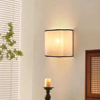 French linen wall light cream fabric shade LED