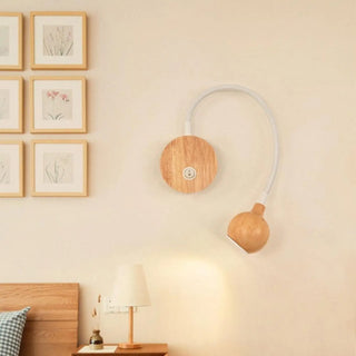 White wood reading wall sconce 12x24cm side angle detail