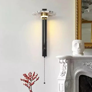 Elegant marble and metal wall sconce in gold – luxury side angle