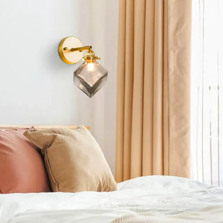 VRAMU black blown glass diamond wall light gold detail