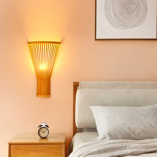 Bamboo Wall Lamp – Scandinavian LED Light | Warm Amber Bedroom Lighting