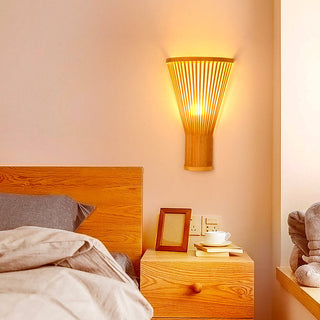 Bamboo Wall Lamp – Scandinavian LED Light | Warm Amber Bedroom Lighting