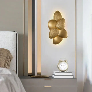 Gold leaf wall sconce E27 LED art deco small luxury