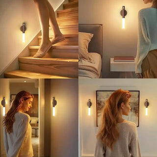 Magnetic wooden wall light G4 1W in white wood 18cm – front