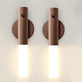 Magnetic wood and acrylic wall light in brown – IP65 corridor