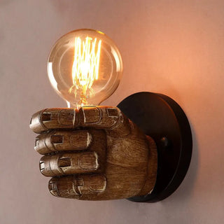 Wooden hand wall sconce E27 IP65 retro brown 20cm