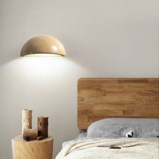Marble rock half-sphere wall sconce G4 beige 15cm