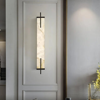 White marble rectangular wall sconce – Scandinavian side angle