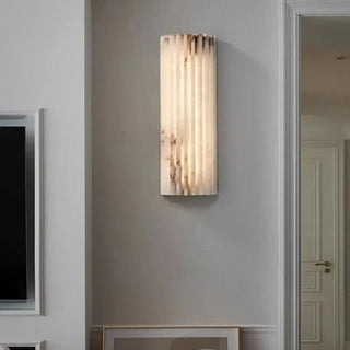 Veined marble wall sconce LED beige S 10x30cm – front view