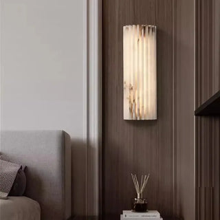 Beige marble wall sconce M 10x45cm – luxury side angle
