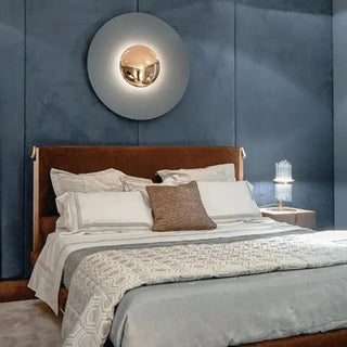 White round eclipse wall sconce – clean modern side angle