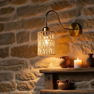 amber wicker wall sconce E27 – modern Scandinavian 11×22cm