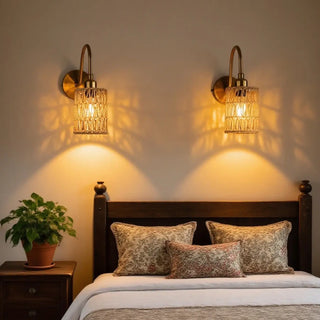 beige gilded wicker wall sconce E27 LED – modern